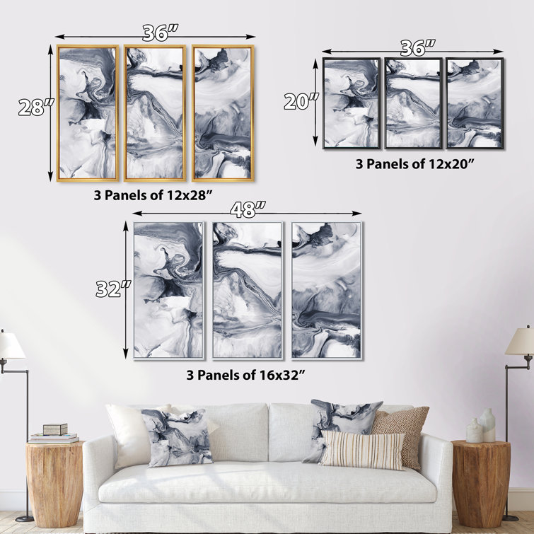 Wrought Studio Abstract Black And White Modern Framed Canvas Wall Art